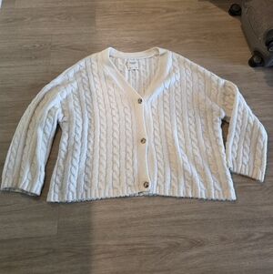 Abercrombie & Fitch Cream Oversized Cable Knit Cardigan